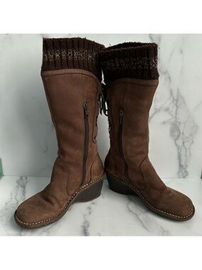 UGG Australia Skylair Brown Knitted Zipper Sheepskin Size 6